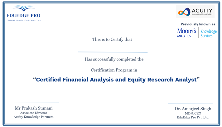 Certified Financial Analysis and Equity Research Analyst
